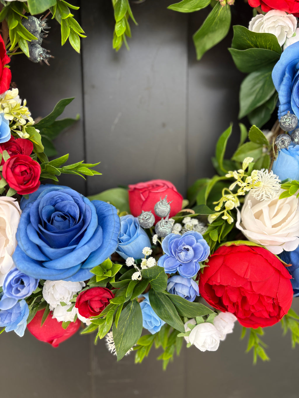 Summer Door Wreath, Americana Decor, Fourth of July Modern Farmhouse Outdoor Decorating