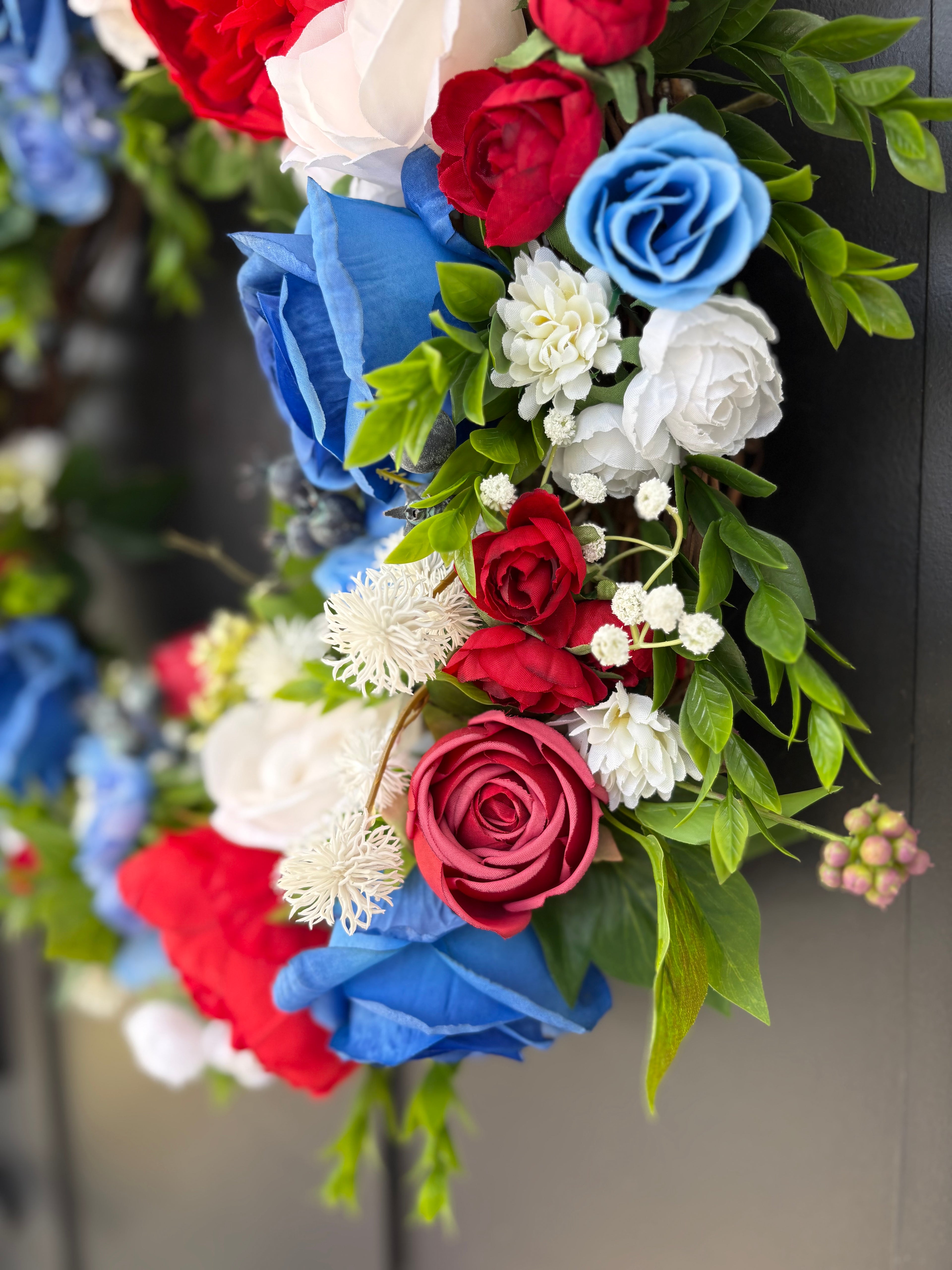 Summer Door Wreath, Americana Decor, Fourth of July Modern Farmhouse Outdoor Decorating