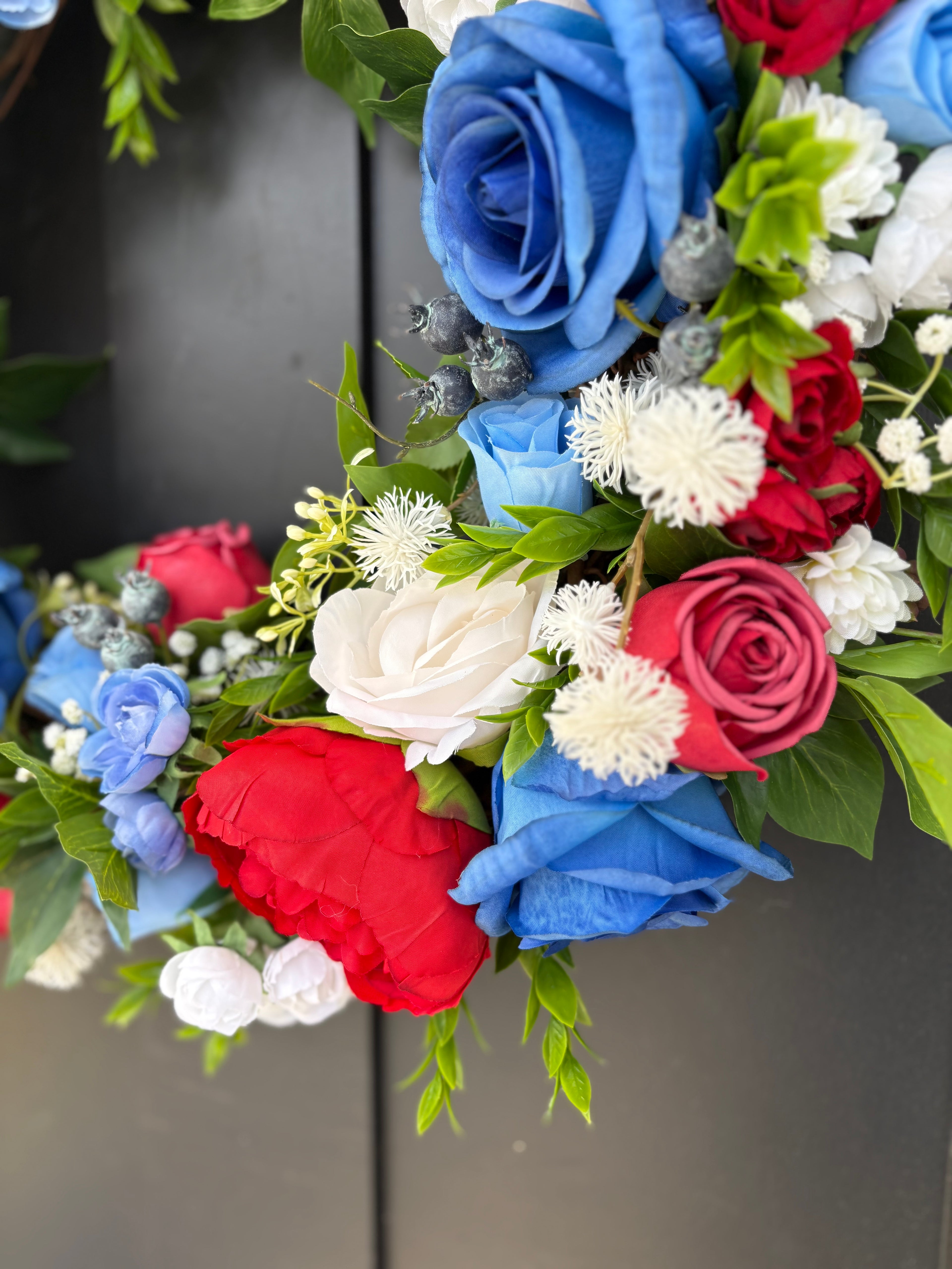 Summer Door Wreath, Americana Decor, Fourth of July Modern Farmhouse Outdoor Decorating