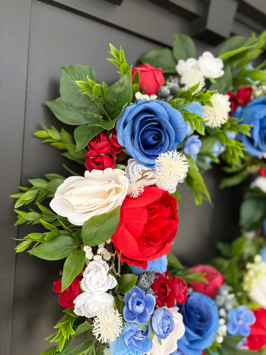 Summer Door Wreath, Americana Decor, Fourth of July Modern Farmhouse Outdoor Decorating