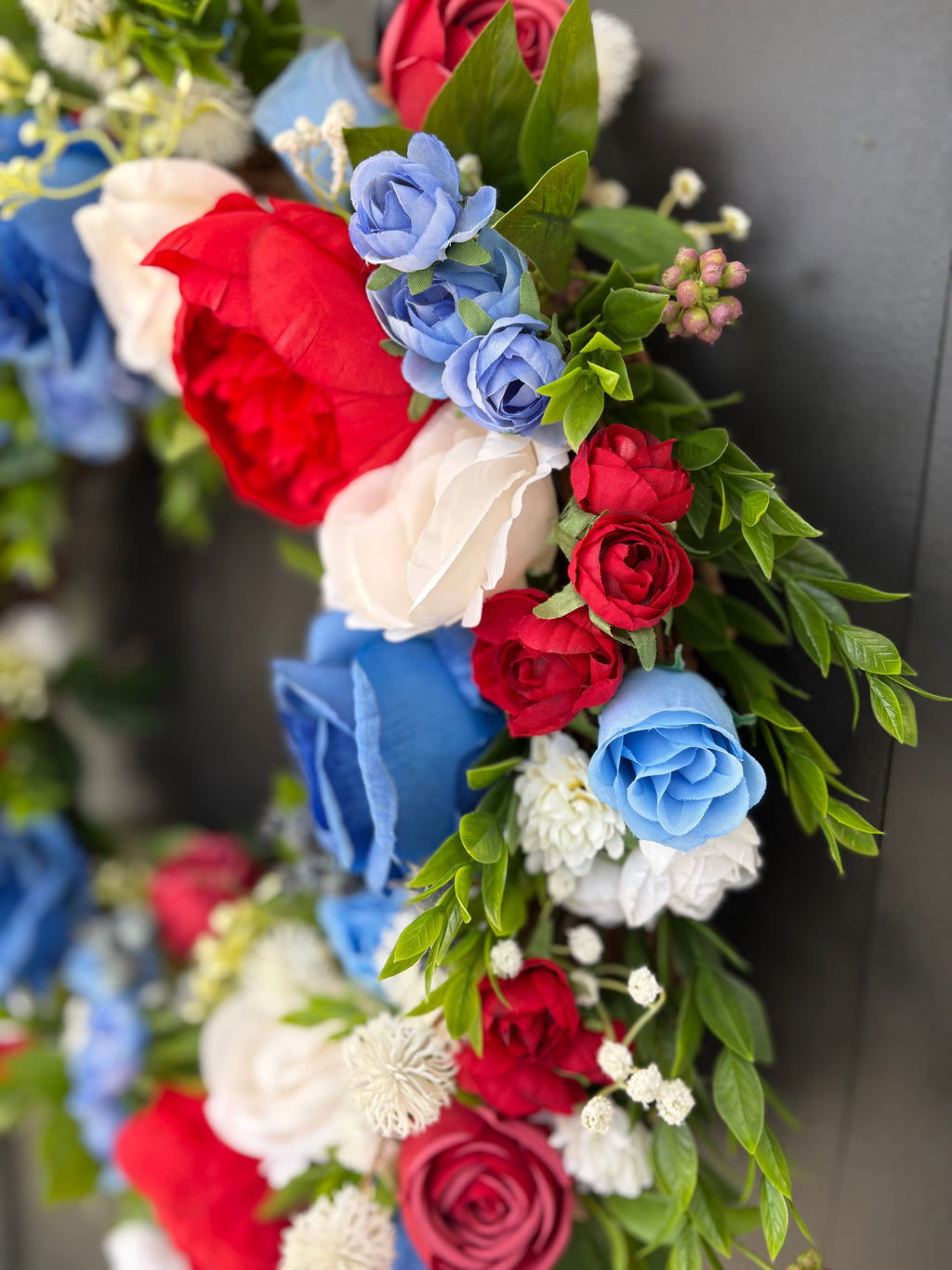 Summer Door Wreath, Americana Decor, Fourth of July Modern Farmhouse Outdoor Decorating